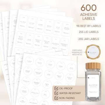 Soulace Collections 36 Pcs Spice Jars With Bamboo Lids - Glass Spice Jars with 600 Spice Jar Labels,...
