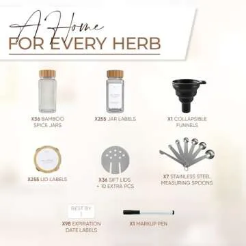 Soulace Spice Jar Set 36 Pcs With Bamboo Lids