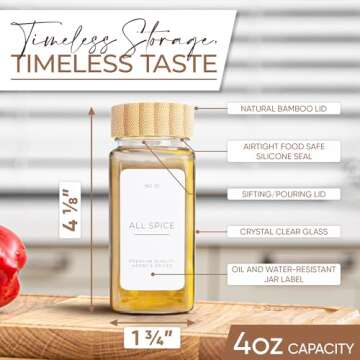 Soulace Spice Jar Set 36 Pcs With Bamboo Lids