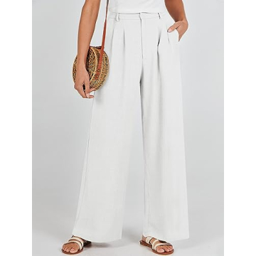 Caracilia Linen Palazzo Pants for Women Summer Fashion