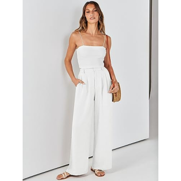 Caracilia Linen Palazzo Pants for Women Summer Fashion