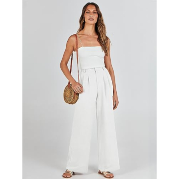 Caracilia Linen Palazzo Pants for Women Summer Fashion