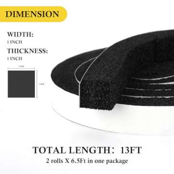 fowong Air Conditioner Window Seal 1 Inch X 1 Inch, Thick AC Weather Stripping High Resilience Foam ...