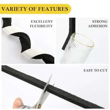 fowong Air Conditioner Window Seal 1 Inch X 1 Inch, Thick AC Weather Stripping High Resilience Foam Sealing Tape Adhesive AC Window Seal Kit 6.5ft Long (6.5ft x 2 Rolls, Black)