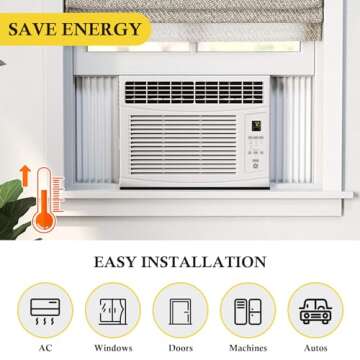 fowong Air Conditioner Window Seal 1 Inch X 1 Inch, Thick AC Weather Stripping High Resilience Foam Sealing Tape Adhesive AC Window Seal Kit 6.5ft Long (6.5ft x 2 Rolls, Black)