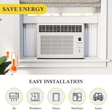 fowong Air Conditioner Window Seal 1 Inch X 1 Inch, Thick AC Weather Stripping High Resilience Foam Sealing Tape Adhesive AC Window Seal Kit 6.5ft Long (6.5ft x 2 Rolls, Black)