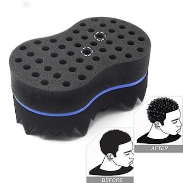 RioRand Hair Sponge Magic Barber Twist Curl Brush Sponge Dreads Locking Afro Coil Comb（Blue 4.5 In...