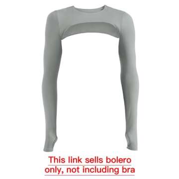 YEOREO Women Crop Top Long Sleeve Bolero Open Front Workout Cropped Shirts Sports Shrug Without Bra Grey S