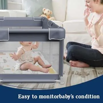 Baby Playpen with Mat, 50x50 Inch Playpen with Mat Waterproof for Babies and Toddlers Play Pen Playards Safety Gate Fence Active Center Indoor