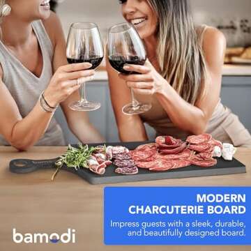 Bamodi Extra Long Acacia Wood Cutting Board - Stylish & Durable Black Kitchen Essential