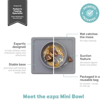 ezpz Mini Bowl for Toddlers - 100% Silicone Suction Bowl