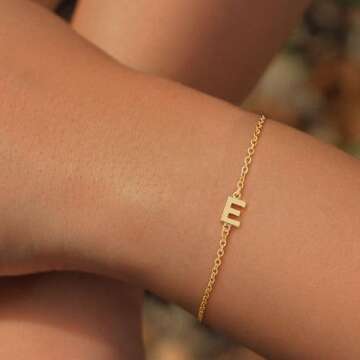 Turandoss Dainty Gold Initial Bracelets for Girls Women Jewelry Gifts - Personalized Gold Initial Br...