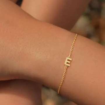 Turandoss Dainty Gold Initial Bracelets for Girls Women Jewelry Gifts - Personalized Gold Initial Br...