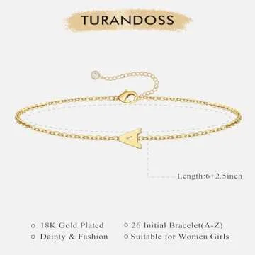 Turandoss Dainty Gold Initial Bracelets for Girls Women Jewelry Gifts - Personalized Gold Initial Bracelets for Women Gold Plated Letter E Initial Bracelet Jewelry Gifts for Teen Girls Women Trendy