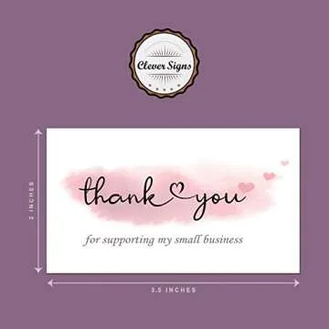 200 Thank You For Supporting My Small Business Cards, Elegant and Professional Design, 2" x 3.5", Recommended for Online Retailers, Small Business Owners and Local Stores