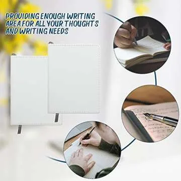 Zonon 2 Pcs Sublimation Journal Blank Notebooks A6 190 Pages Thick Faux Leather Sublimation Journal Notebooks for School Office Supplies, White