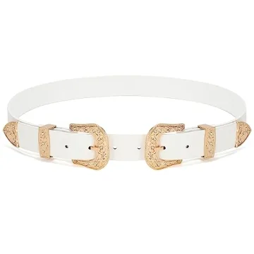 XZQTIVE Women Leather Belt Ladies Vintage Western Belt Retro Cowgirl Leather Belt Black Waist Belt f...