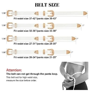 XZQTIVE Women Vintage Western Leather Belt - Adjustable Style
