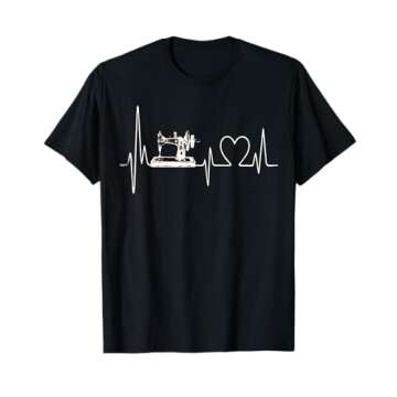 Quilting Quilter Apparel Sewing Gifts Heartbeat EKG Gift T-Shirt