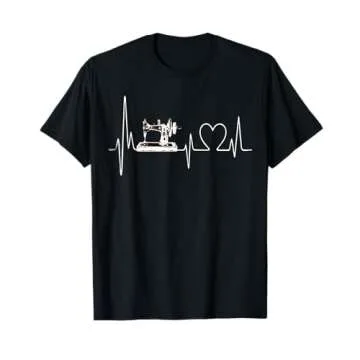 Quilting Quilter Apparel Sewing Gifts Heartbeat EKG Gift T-Shirt