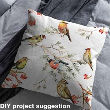 Retro Bird Fabric by The Yard Farmhouse Style Rustic Plant Arts Crafts and Sewing Fabric for Chairs Decoration DIY Gifts Home Decor Watercolor Cute Wild Animal Fabric for Kids Boys Girls,1 Yard