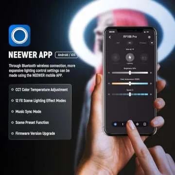 NEEWER Professional Ring Light with Stand and Phone Holder, 18 inch Ultra Thin, 45W 2900K-7000K TLCI98, Remote Shutter & App Control, Softer Lighting for Makeup Live Stream TikTok, RP18B Pro White