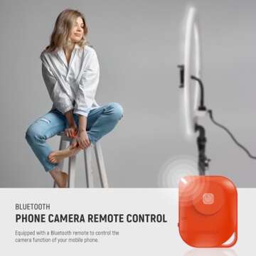 NEEWER Professional Ring Light with Stand and Phone Holder, 18 inch Ultra Thin, 45W 2900K-7000K TLCI98, Remote Shutter & App Control, Softer Lighting for Makeup Live Stream TikTok, RP18B Pro White