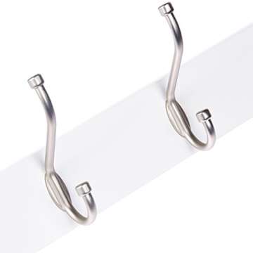 Amazon Basics Rectangular Wall-Mounted Farmhouse Coat Rack, 5 Hooks, White