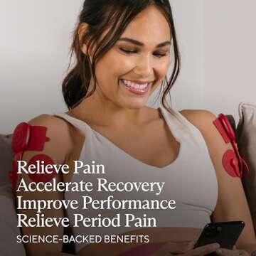 Therabody PowerDot 2.0 Duo - Stim TENS Unit for Pain Relief - Bluetooth Electrical Muscle Stimulation Device, 2 Smart Wireless NMES & TENS Pods for Muscle Pain, PMS and Menstrual Period Cramps (Red)