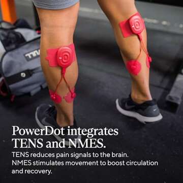 Therabody PowerDot 2.0 Duo - Stim TENS Unit for Pain Relief - Bluetooth Electrical Muscle Stimulation Device, 2 Smart Wireless NMES & TENS Pods for Muscle Pain, PMS and Menstrual Period Cramps (Red)