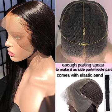 Maxine 13x6 Transparent Human Hair Lace Front Wigs 150% Density Silky Straight Wave Human Hair Wig for Black Women Brazilian Glueless Lace Wig Virgin Human Hair 24 Inch