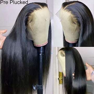 Maxine 13x6 Transparent Human Hair Lace Front Wigs 150% Density Silky Straight Wave Human Hair Wig for Black Women Brazilian Glueless Lace Wig Virgin Human Hair 24 Inch