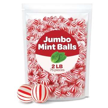 Jumbo Mint Balls - 2 Pound Bulk Pack (About 75 Count) - Peppermint Hard Candy - Individually Wrapped