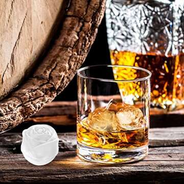 Ice Cube Tray - Gemwon Food Grade Silicone Ice Rose Mold, Easy-Release & Flexible 6 Ice Rose, for Vodka, Whiskey, Cocktails, Freezer, Drinks (BPA Free)