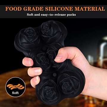 Ice Cube Tray - Gemwon Food Grade Silicone Ice Rose Mold, Easy-Release & Flexible 6 Ice Rose, for Vodka, Whiskey, Cocktails, Freezer, Drinks (BPA Free)