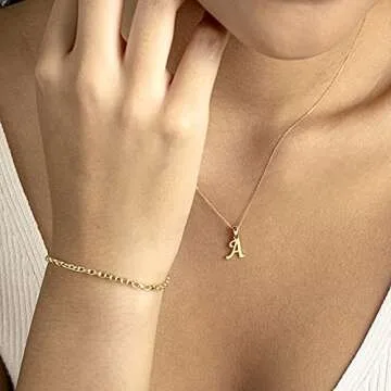 GELIN 14K Solid Gold Custom Script Initial A Necklace | 14 Gold Letter Pendant Necklace for Women, A-Z, All Letters, 18"