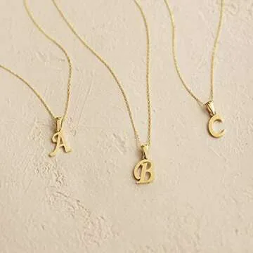 GELIN 14K Solid Gold Custom Script Initial A Necklace | 14 Gold Letter Pendant Necklace for Women, A-Z, All Letters, 18"