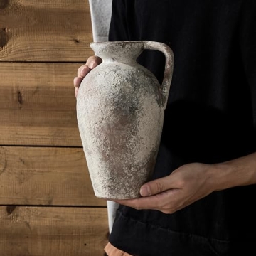 LUKA Rustic Farmhouse Ceramic Vase, Perfect for Decor
