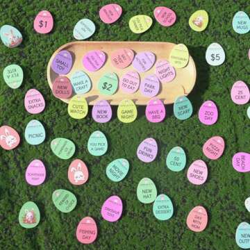 QYESQ Easter Egg Fillers: 60 Pack Fun Experience Tokens for Kids and Adults