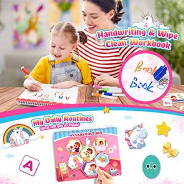 MDINGTD Kids Toys Montessori Toys for Toddlers, Unicorns Gifts for Girls Age 3-5 30 Themes Busy Book for Kids Preschool Educational Learning Toys for 3-5 Year Olds Girls Preschool Learning Activities