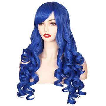ColorGround Long Curly Cosplay Wig with 2 Ponytails (Blue)