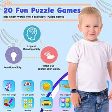 Kids Smart Watch Boys, Toys for 3-10 Year Old Girls Boys, 1.44" Kids Watch with 20 Puzzle Games Camera Alarm Video Music Player Toddler Children Smartwatch Birthday Gift for Kids Ages 3 4 5 6 (Blue)