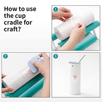 PYD Life Cup Tumbler Cradle Holder for Crafting Vinyl Application Mint Green with Foam Measurements 3 Adjustable Width for Tumblers Cups Mugs Bottles Epoxy Crafts