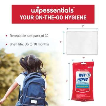 WipeEssentials Hand Sanitizer Wipes, Hand Wipes for Adults and Kids - 360 wipes - 12 Packs of 30ct Hand Sanitizing Wipes, Travel Essentials