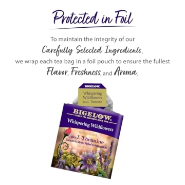 Bigelow Whispering Wildflowers Herbal Tea Plus L-Theanine, Supports Stress Relief & Relaxation, Caffeine-Free, Kosher, Gluten Free & Non-GMO, 18 Tea Bags, 0.9 Ounce (Pack of 6)