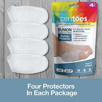 ZenToes Bunion Relief Guards | Gel Toe Protectors | Reusable Cushion for Big Toe Discomfort & Friction | Soft, Durable Shield for Foot Comfort | Fits Left & Right Feet | 4 Count