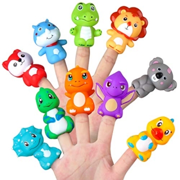 Vanmor Rubber Animal Bath Finger Puppets for Toddlers, Finger Puppets for Kids Easter Basket Stuffer...