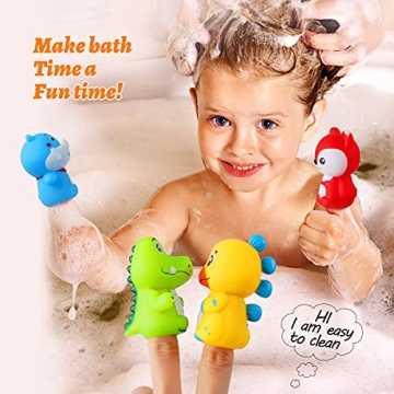 Vanmor Rubber Animal Bath Finger Puppets for Kids 1-3