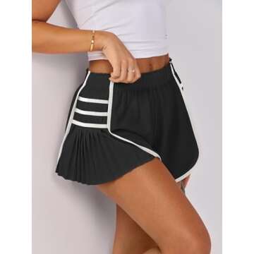 Caracilia Women Running Shorts Flowy Pleated Athletic Shorts Summer High Waisted Tennis Sporty Worko...
