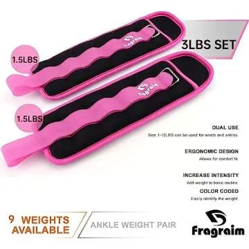 Ankle Weights for Women, Men and Kids - 1.5 LBS x 2 Strength Training Wrist/Leg/Arm Weight with Adjustable Strap for Jogging, Gymnastics, Aerobics, Physical Therapy (Purple)